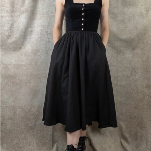 Black Cotton Cottagecore Midi Skirt - Picture 10 of 11